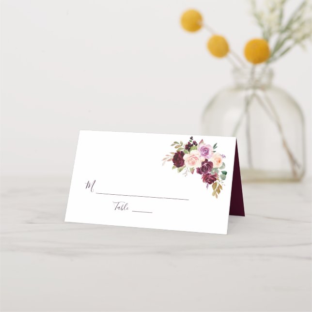 Mesa cartão de caserna floral de ameixa pintada (Frente)