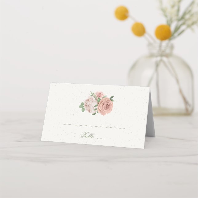 Mesa cartão de depósito botânico verde-rosa (Frente)