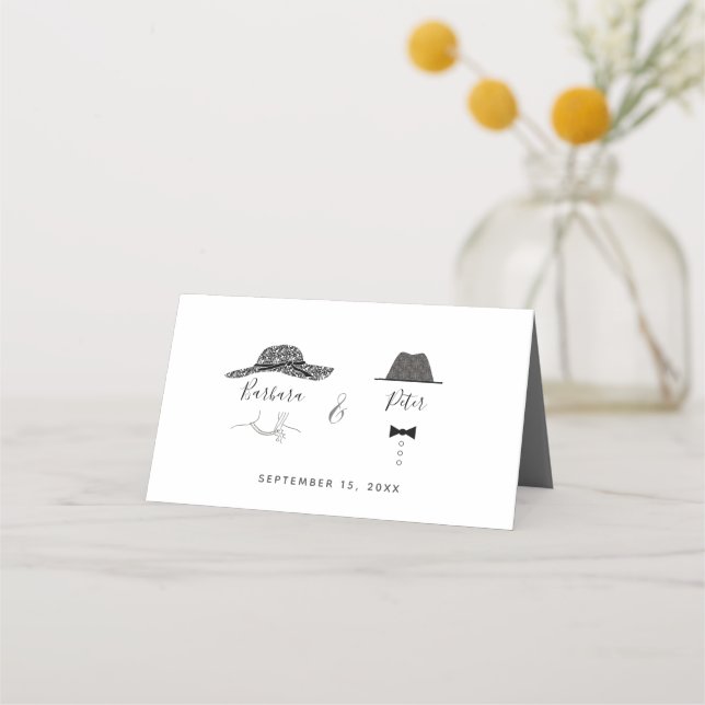 Mesa Cartão de Local de Casamento Art Deco (Verso)