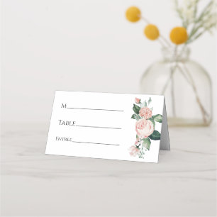 Mesa Cartão de Local de Casamento Branco Floral Blush