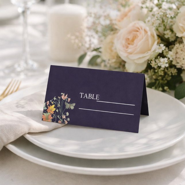 Mesa Cartão de Local de Casamento Chic Azul Boho (Criador carregado)