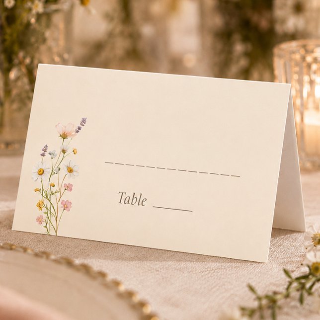 Mesa Cartão de Local de Casamento com Flores Silvestres (Bohemian Whimsical Wildflowers Wedding Place Card)
