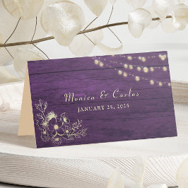 Mesa Cartão de Local de Casamento com Luzes de Corda Ro