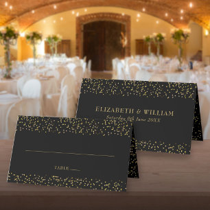Mesa Cartão de Local de Casamento Confete em Pó Dourado