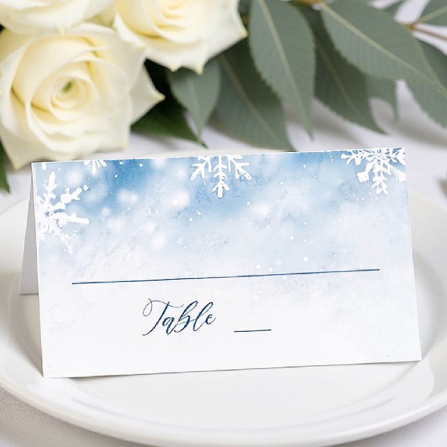 Mesa Cartão de Local de Casamento da Floresta de Neve D (winter wedding table name card frozen wonderland rustic woodland forest elegant modern)