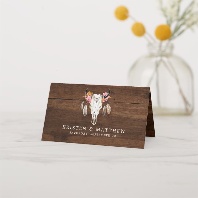 Mesa Cartão de Local de Casamento da Madeira Rustic Dar (Verso)