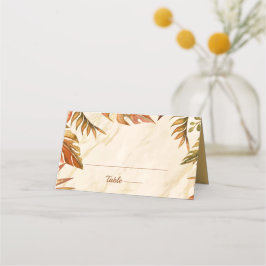 Mesa Cartão de Local de Casamento de Folhagem de Outono