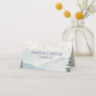 Mesa Cartão de Local de Casamento de Inverno na Montanh