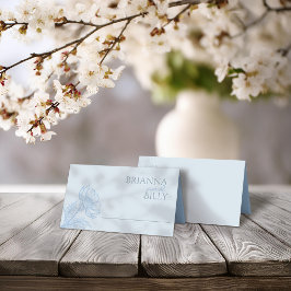 Mesa Cartão de Local de Casamento Dobrado Floral Azul M