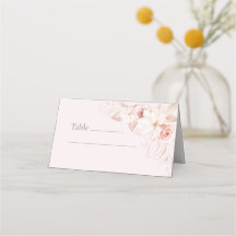 Cartão de Local de Casamento Floral Cor-de-Rosa Pá