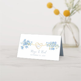 Mesa Cartão de Local de Casamento Floral em Azul Empoei