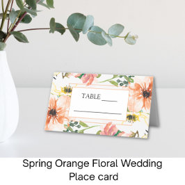 Mesa Cartão de Local de Casamento Floral Laranja de Pri