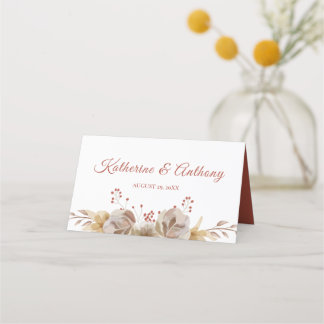 Mesa Cartão de Local de Casamento Floral Mínimo Boho