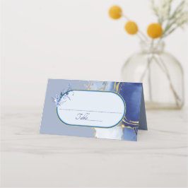 Mesa Cartão de Local de Casamento Marble Azul