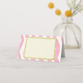 Mesa Cartão de Local de Casamento Rosa e Verde Moderno 