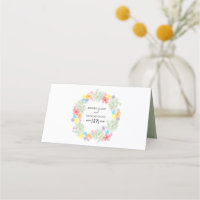Cartão de Local de Casamento Rustic Floral Wreath