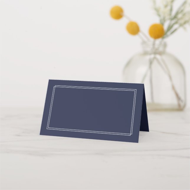 Mesa Cartão de Local de Casamento Simples Elegante Azul (Frente)