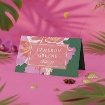 Cartão de Local de Casamento Tropical Hibisco Vibr
