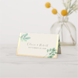 Mesa Cartão de Local de Casamento Verde Dourado