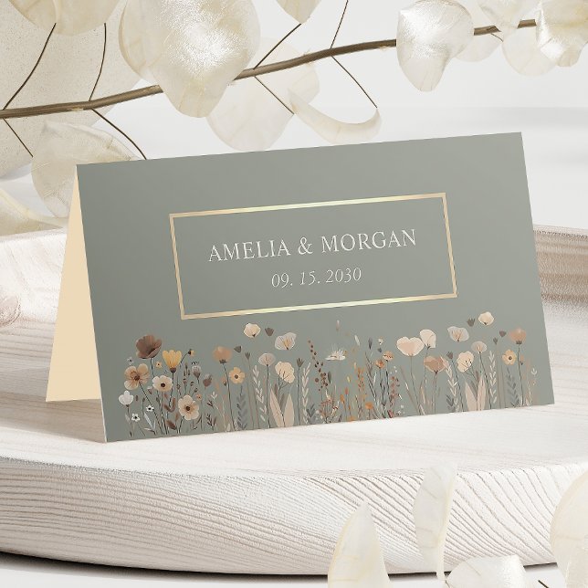 Mesa Cartão de Local de Casamento Verde Sage Boho (Criador carregado)