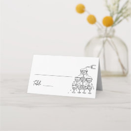 Mesa Cartão de local de champanhe desenhado à mão