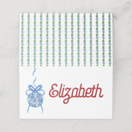 Mesa Cartão de Local Dobrado do Pedido Chinoserie Azul