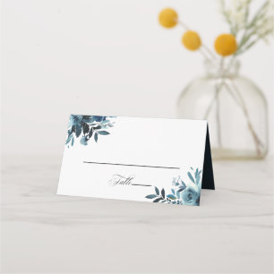 Mesa Cartão de Local Floral Azul-Marinho Celestial