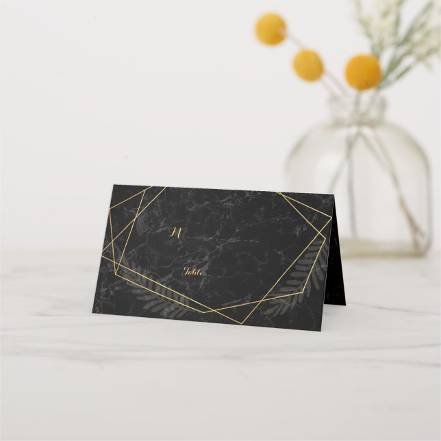 Mesa Cartão de Local Geométrico Faux Marble (Frente)