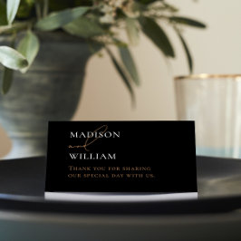 Mesa Cartão de Local Personalizado de Casamento Preto e