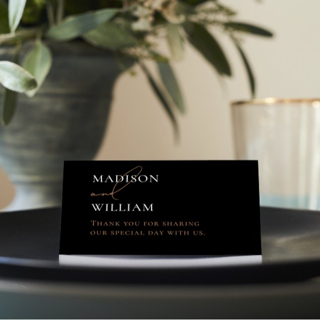 Mesa Cartão de Local Personalizado de Casamento Preto e (Criador carregado)