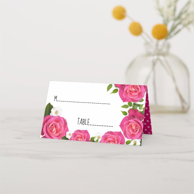 Mesa Cartão de Localidade de Rosa Rosa Quente (Frente)