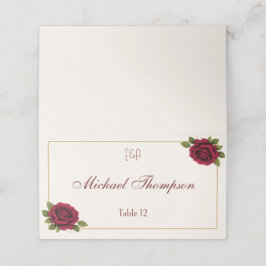 Mesa Cartão de Localização de Casamento Floral Burgundy
