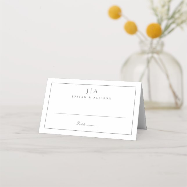 Mesa Cartão de Localização de Casamento Monograma Cláss (Frente)