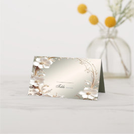 Mesa Cartão de Localização de Moldura Floral Branca Orn