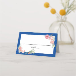 Mesa Cartão de Localização Floral Azul Real Casamento A