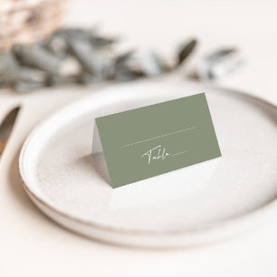 Mesa Cartão de Lugar Aberto de Casamento Verde Simples
