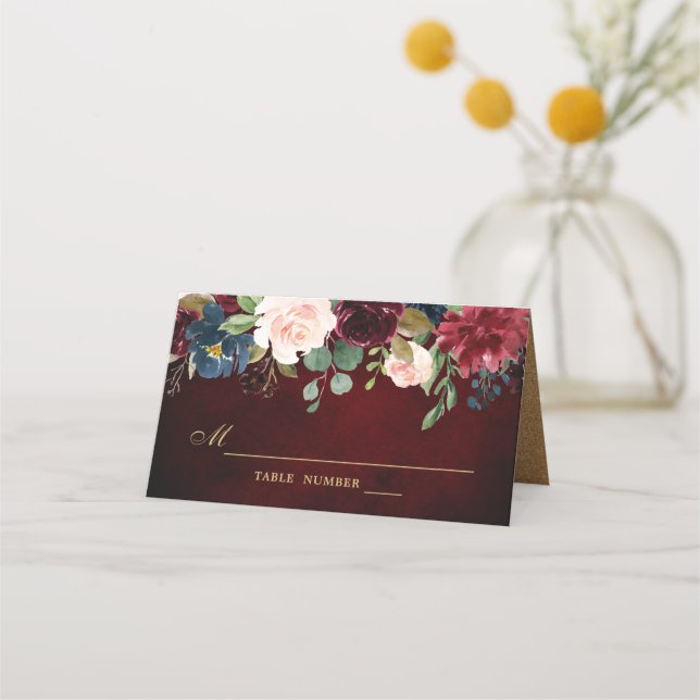 Mesa Cartão de lugar Boho rústico floral vermelho Borgo (Frente)