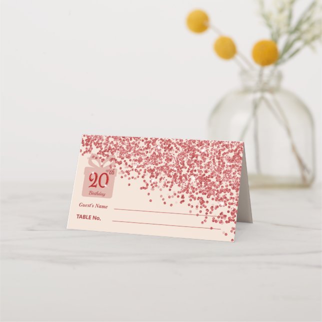 Mesa Cartão de lugar Burgundy com Brilho Ruby Vermelho  (Frente)
