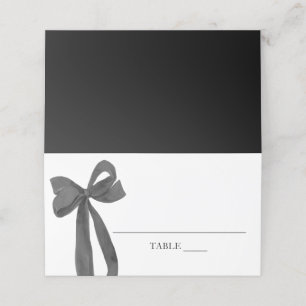 Mesa Cartão de lugar com Laço Preto Elegante Aquarela C