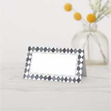 Cartão de lugar com padrão de diamante preto e bra