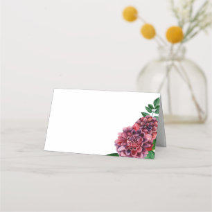 Mesa Cartão de lugar Dahlia. Floral de casamento Burgun