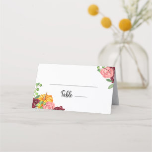 Mesa Cartão de lugar de abóbora floral de Borgonha