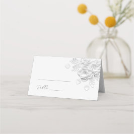 Mesa Cartão de lugar de casamento com flores 3D brancas