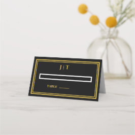 Mesa Cartão de lugar de casamento com monograma preto e