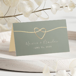 Mesa Cartão de lugar de casamento em verde sálvia com c