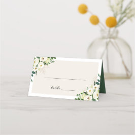 Mesa Cartão de lugar de casamento floral branco com fol