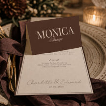 Cartão de lugar de casamento marrom chocolate