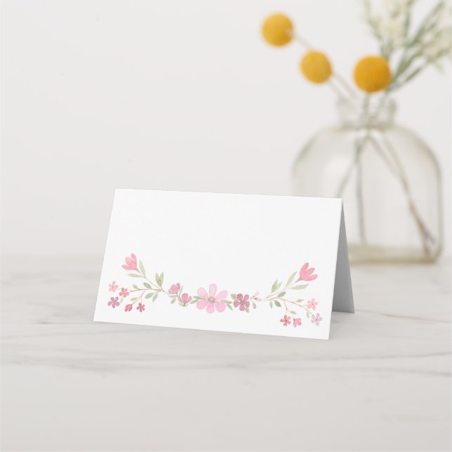 Mesa Cartão de lugar de flores rosa (Frente)
