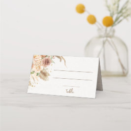 Mesa cartão de lugar de grama das pampas rosas boho