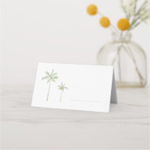 Cartão de lugar de Palmeira em Aquarela Minimalist